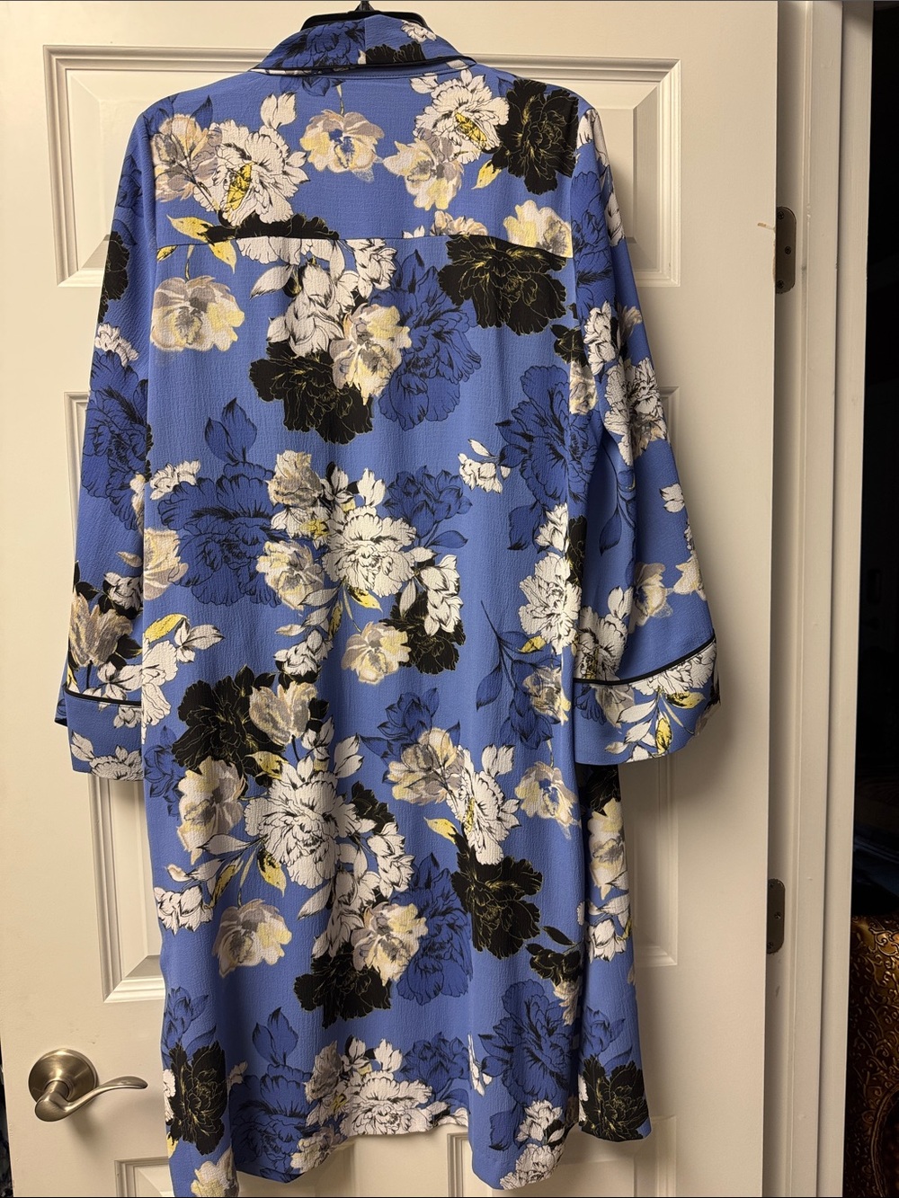 Jennifer Lopez Blue Floral Open-Front Cape Kimono with Pockets - Size L - Picture 4 of 12